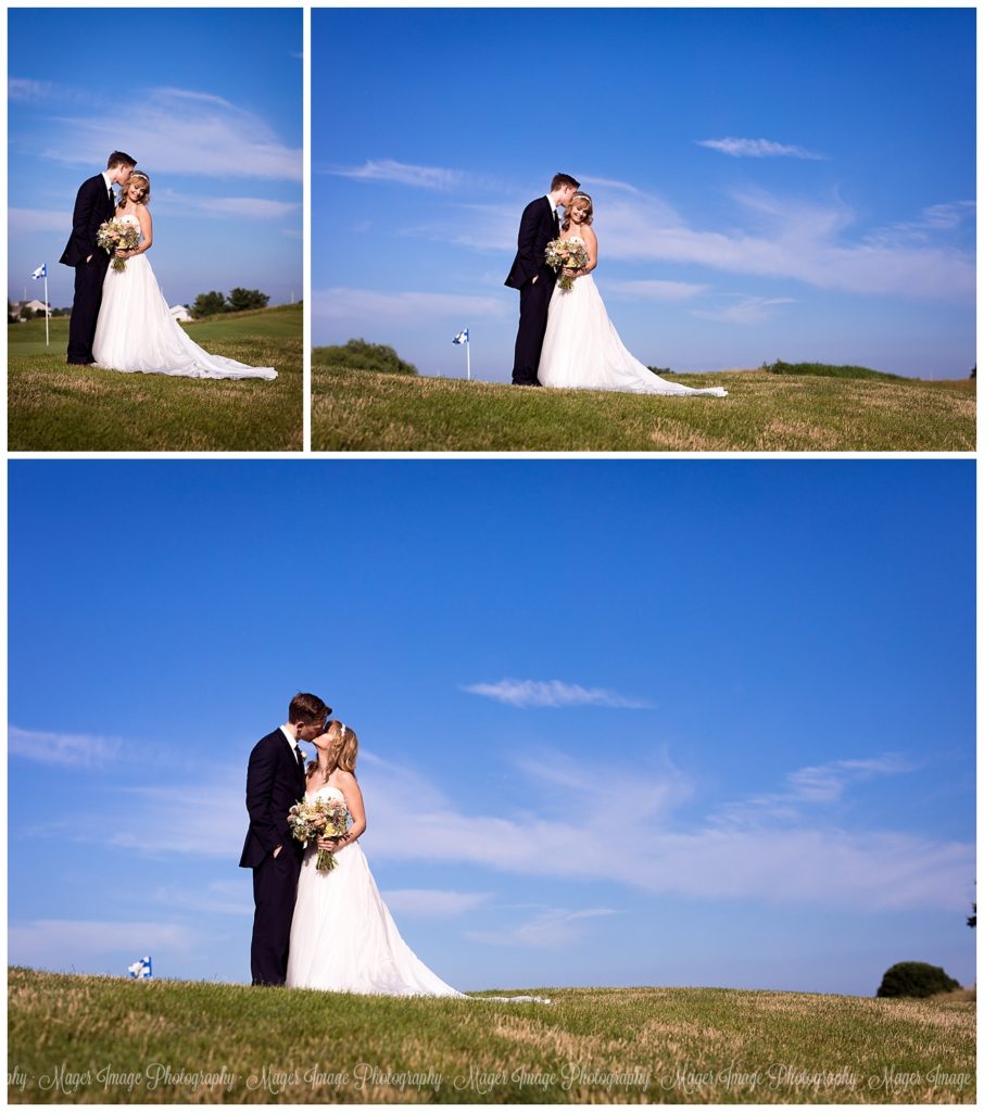 blue sky portraits wedding day
