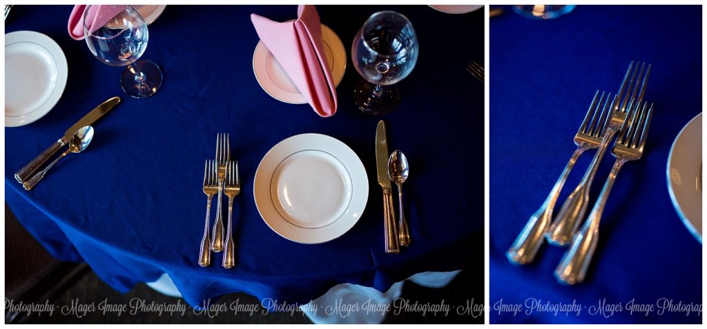 navy blue tabletop setting wedding
