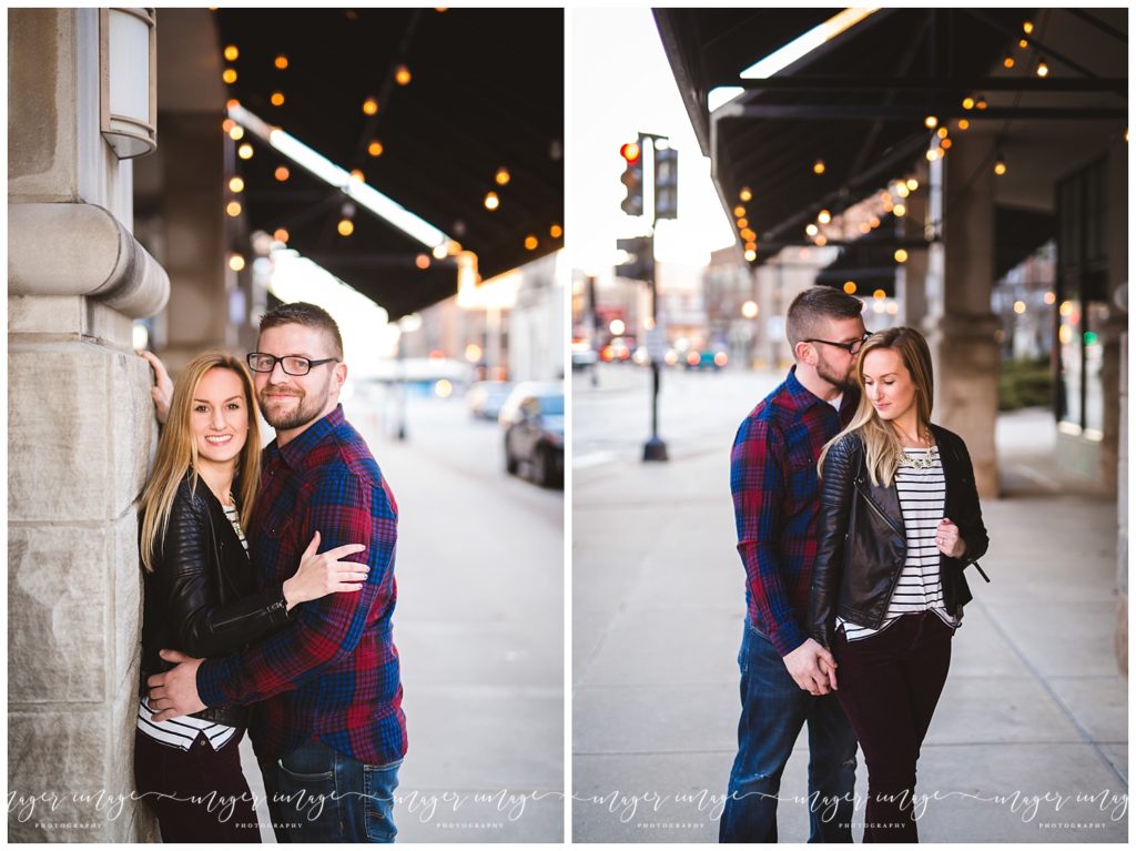 downtown lights engagement photos