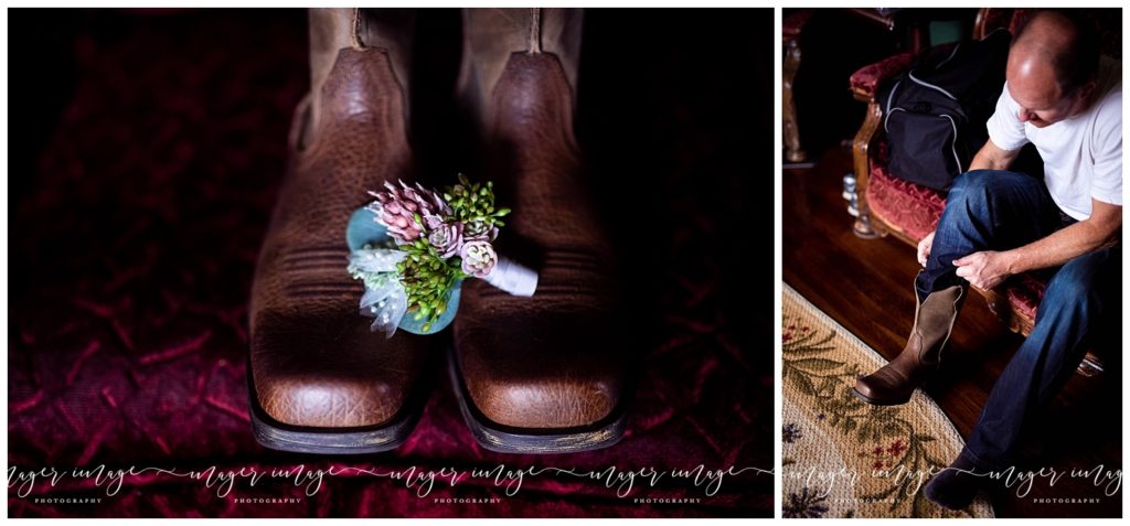 boots groom floral farm wedding 
