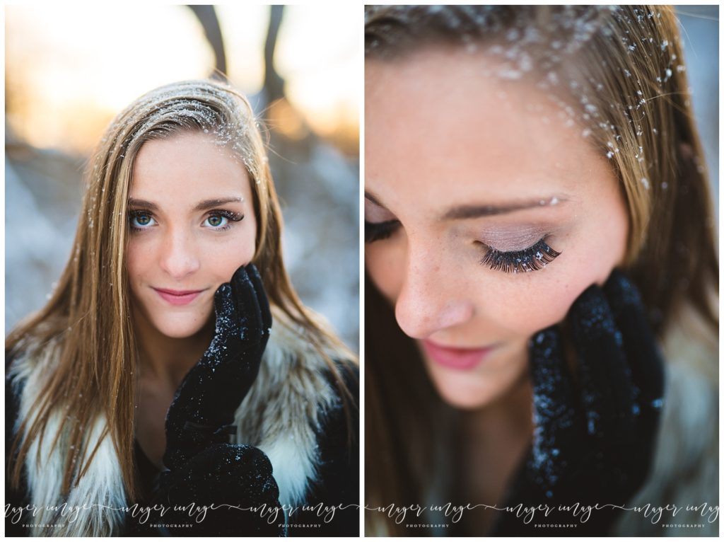 winter close up snow eyelashes