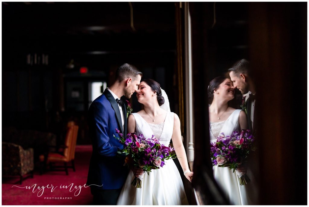 reflection indoor dramatic wedding shot