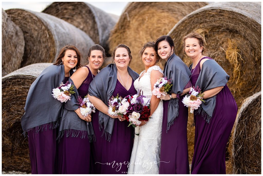 bridesmaids haybales windy