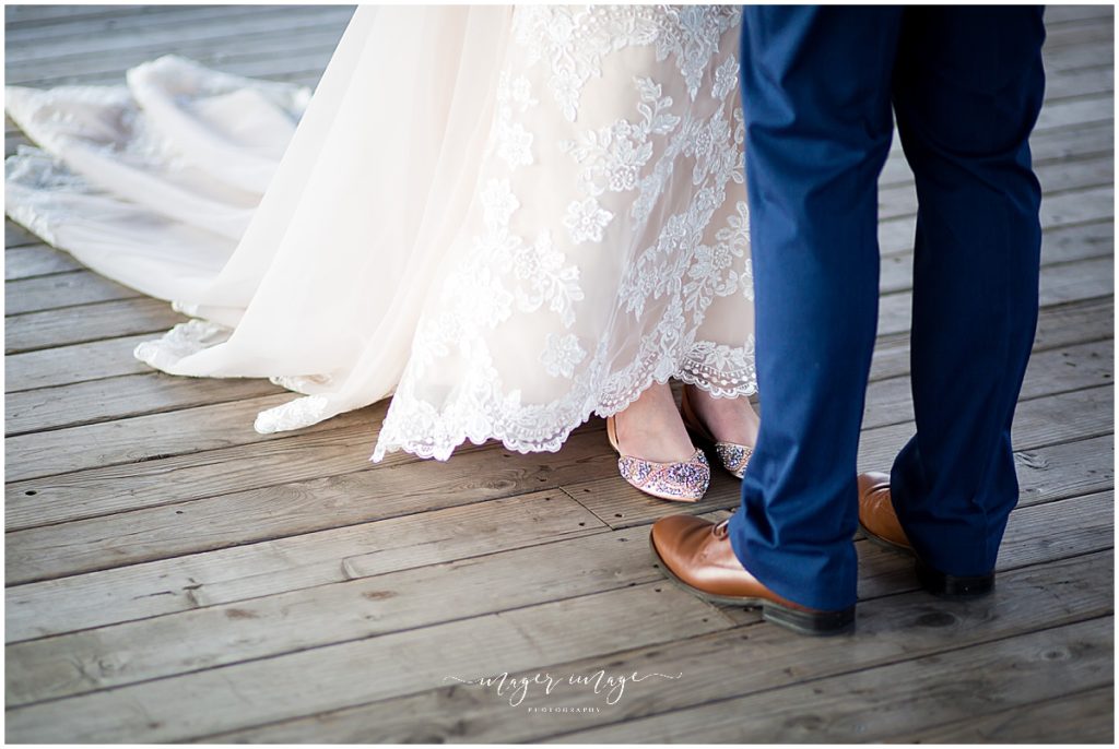 blush wedding shoe detail