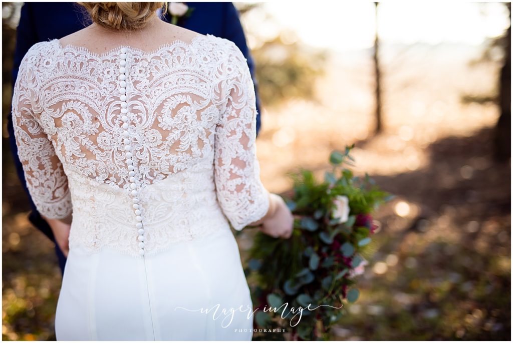 lace detail back brides dress button up