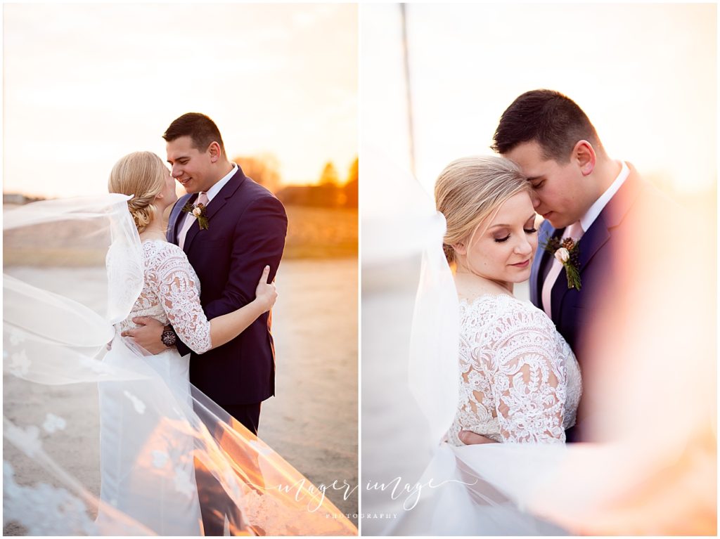 sunset veil pictures winter wedding lace navy golden hour