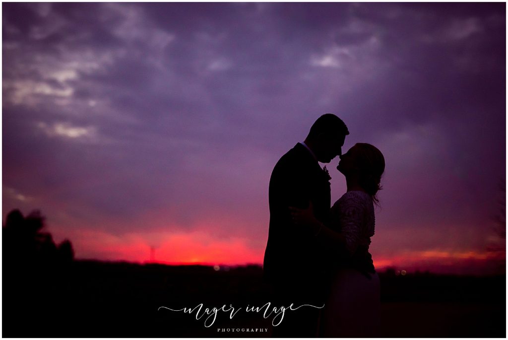 sunset wedding portraits silhouette