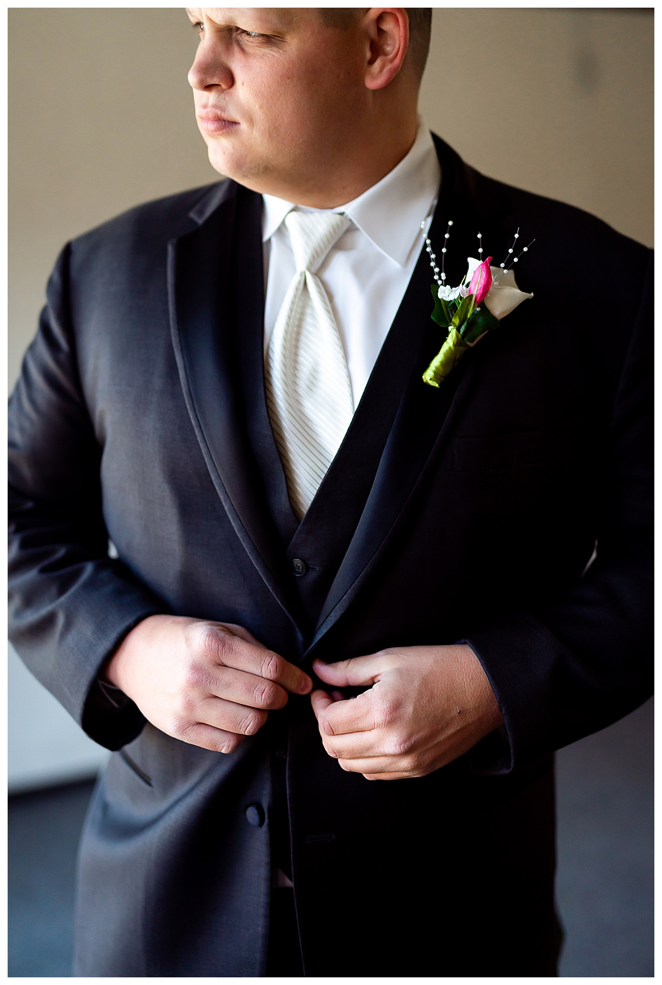 black and white groom tux