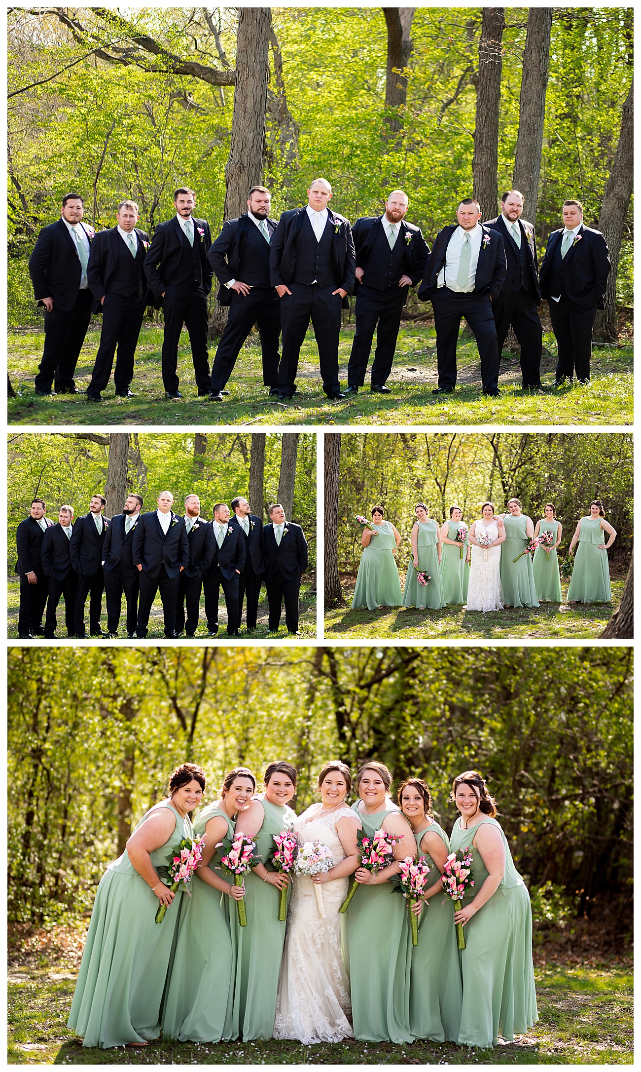 sage green and blush wedding party
