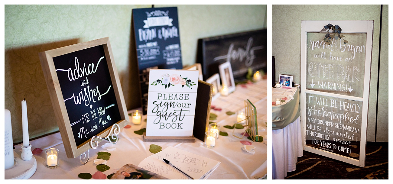 wedding guest book table blush and sage green