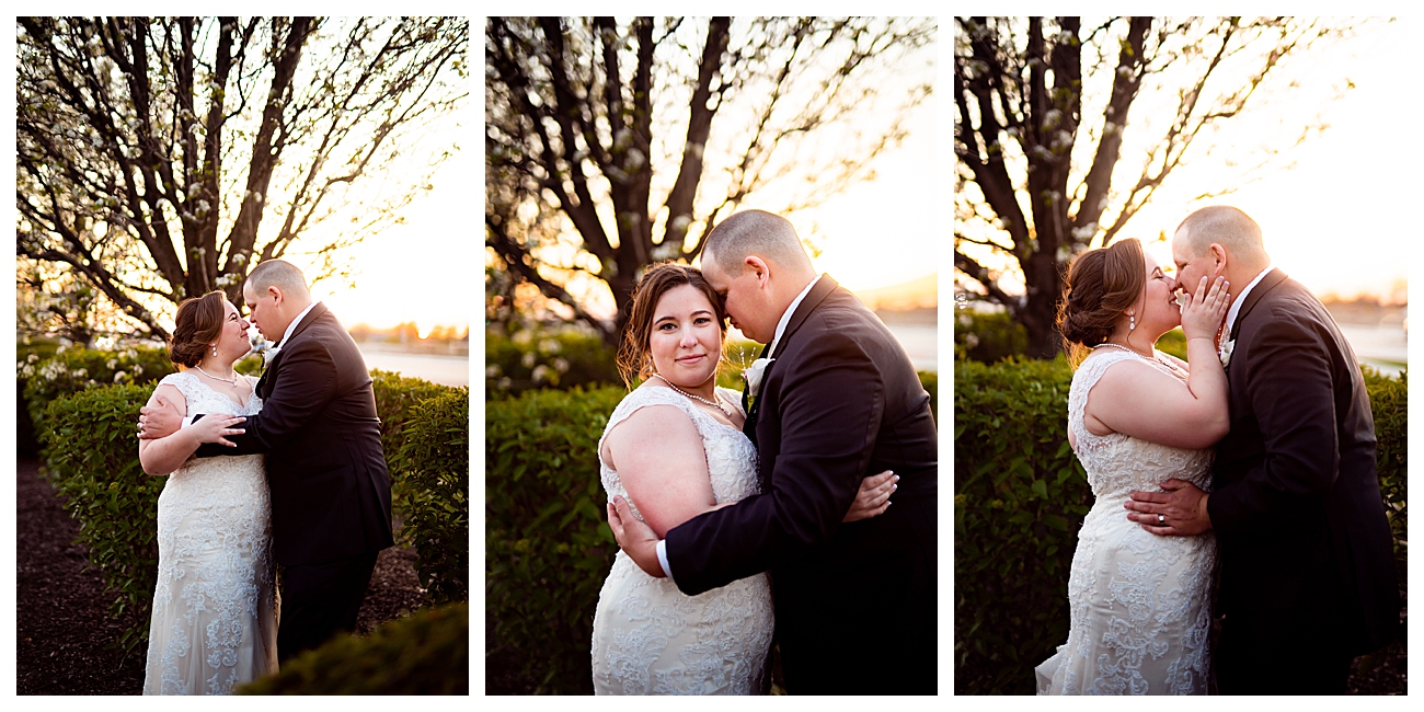 romantic bride and groom sunset photos