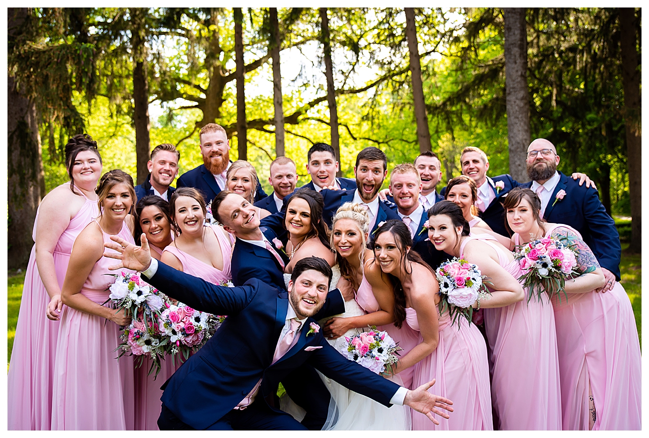 navy and pink bridal party