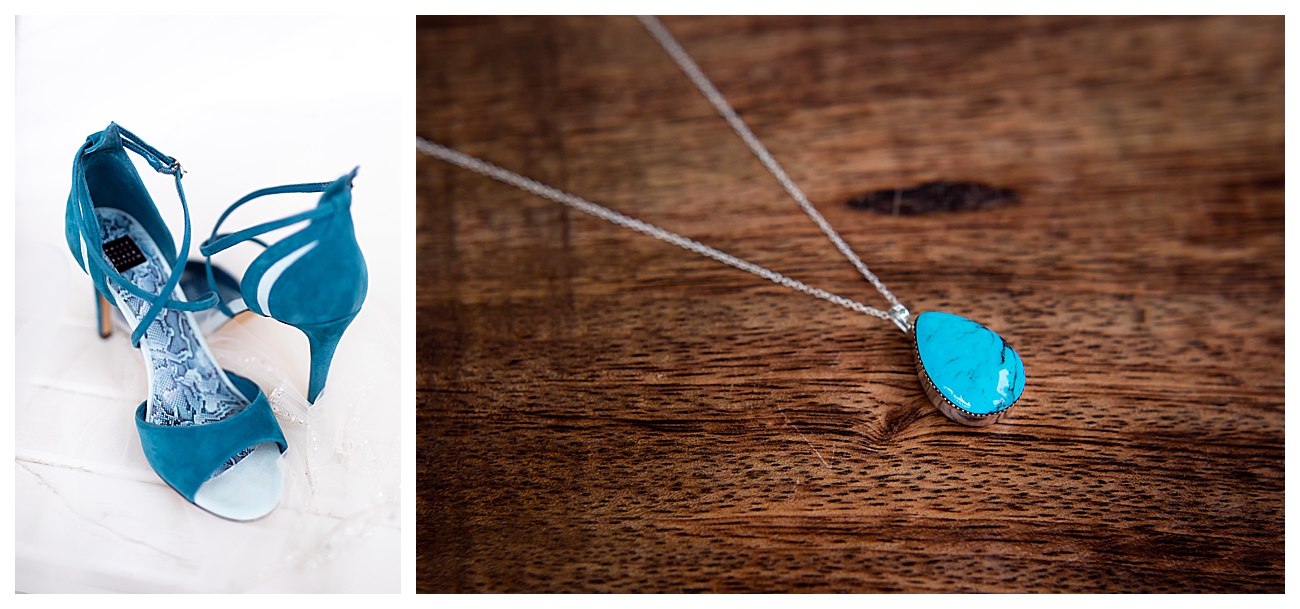 turquoise wedding necklace and shoes