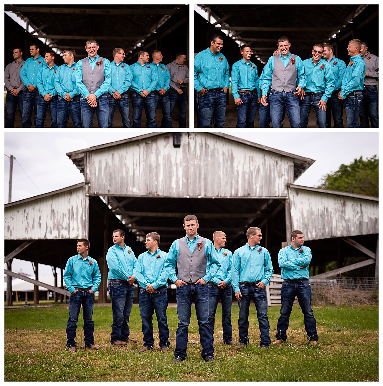 rustic turquoise wedding party