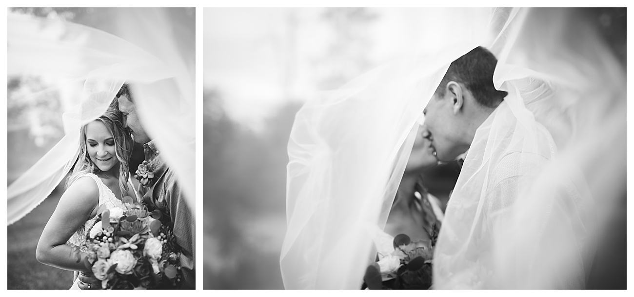 black and white dramatic wedding veil bridal portraits