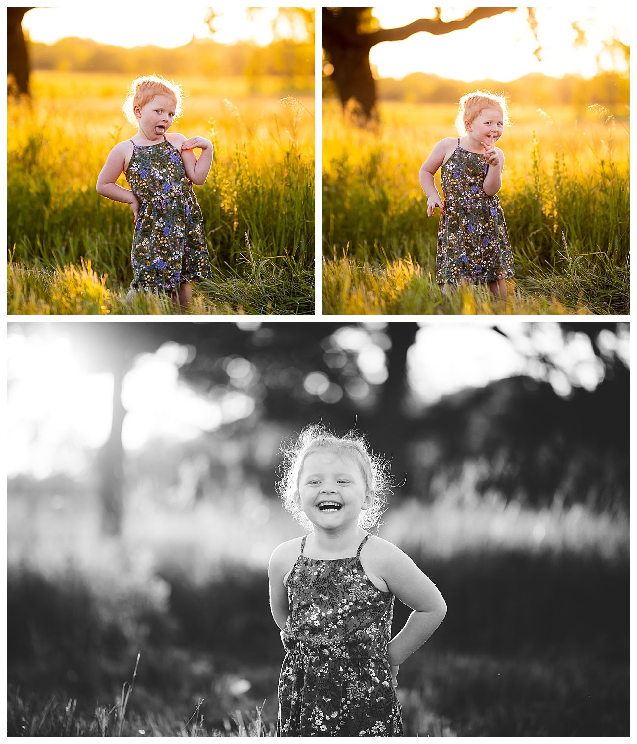 silly toddler sunset photography