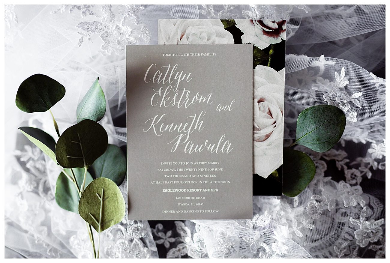 grey wedding invitation
