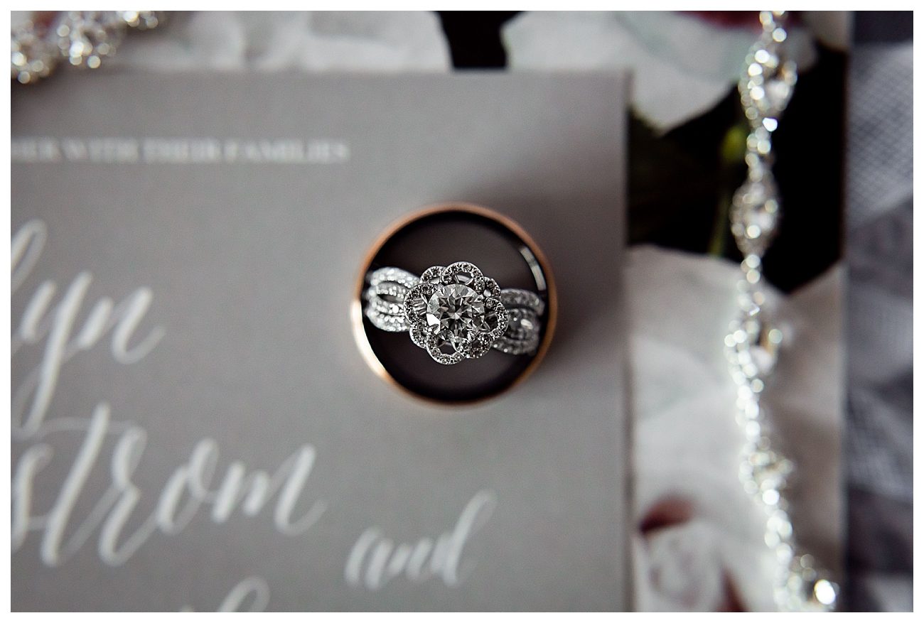 floral halo silver engagement ring