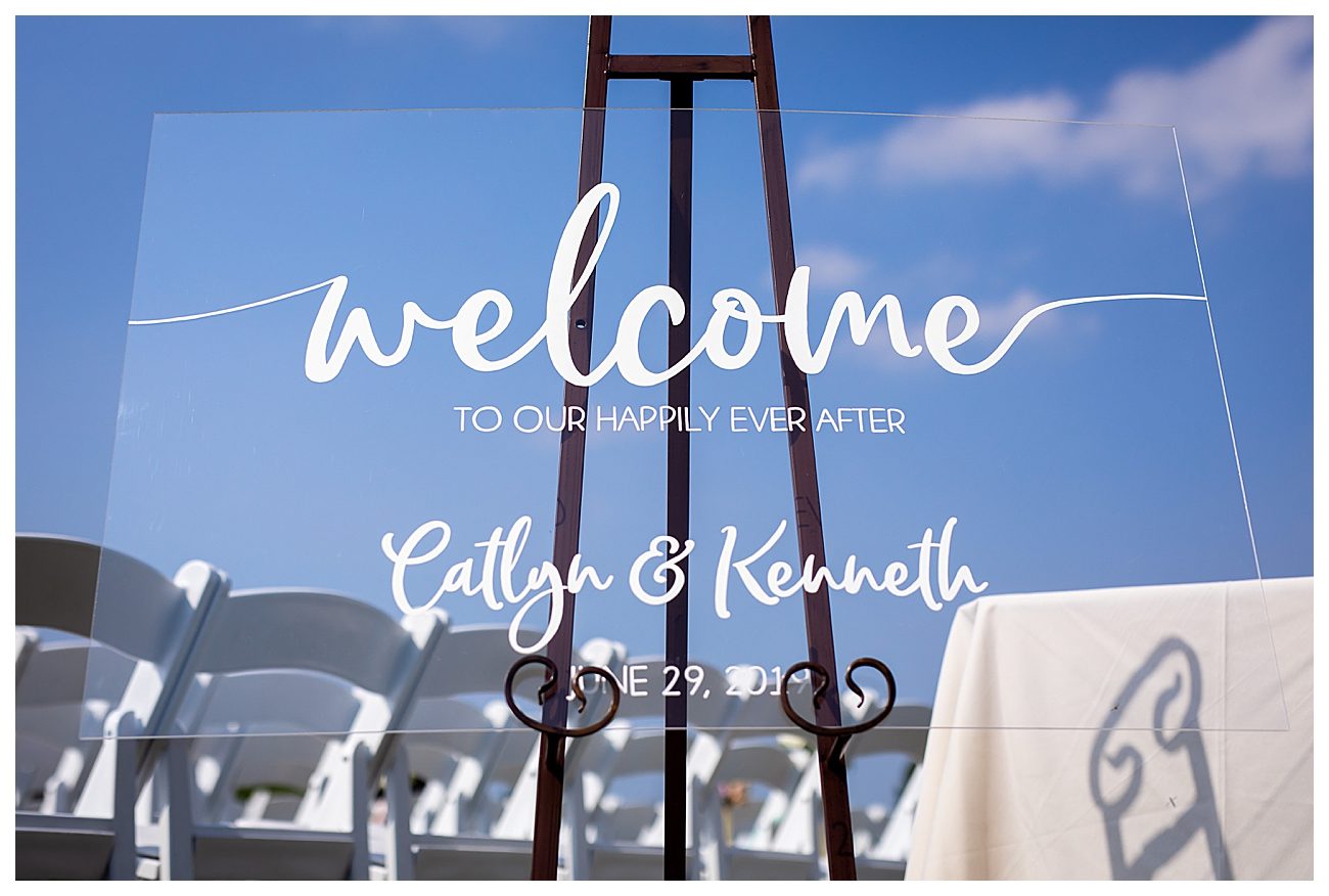 clear glass wedding welcome sign