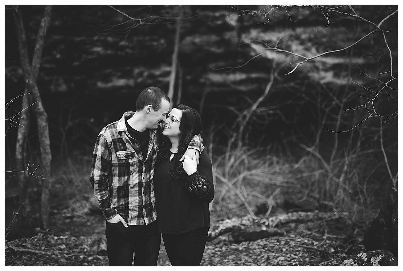 romantic wooded spring engagement session southern illinois