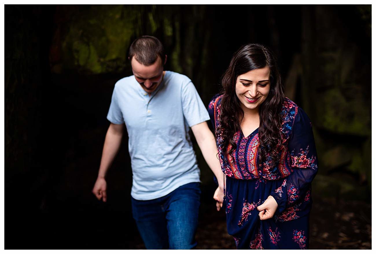 hiking couple state park engagement session