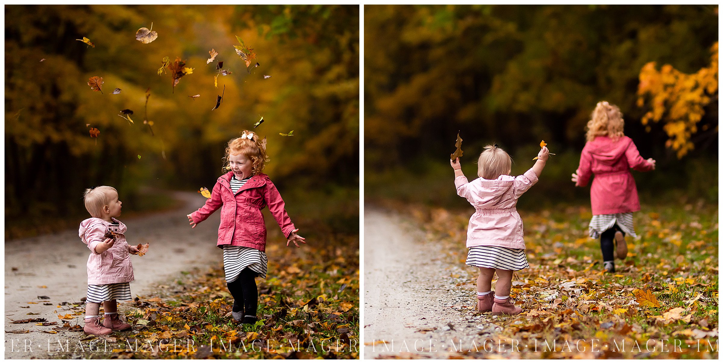 fall leaves kids throwing 