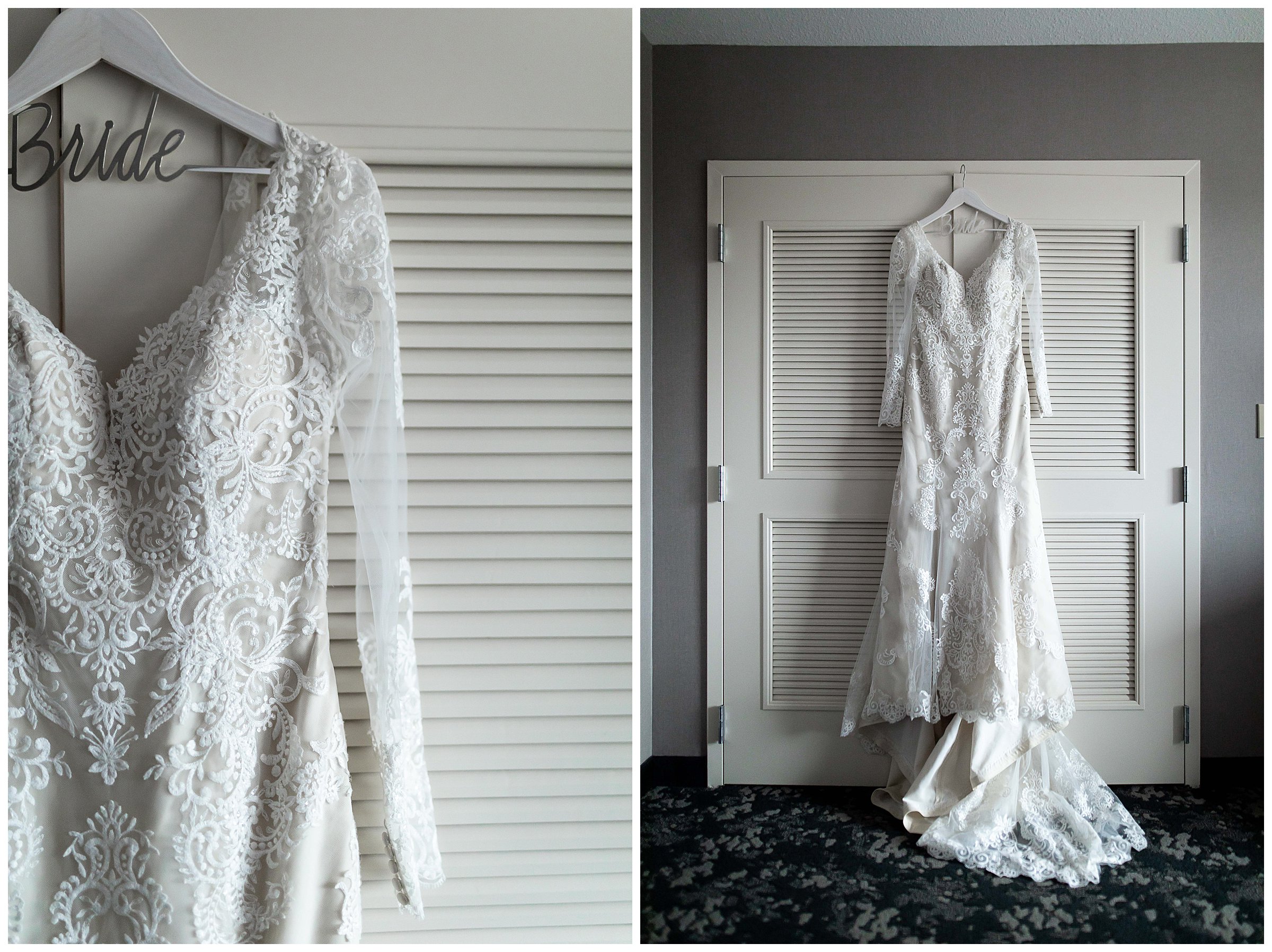 long sleeve lace bridal gown details
