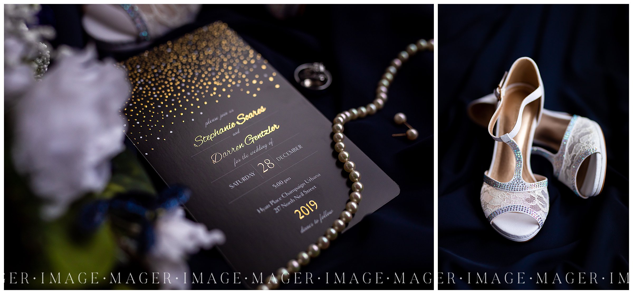 navy and gold wedding champaign
