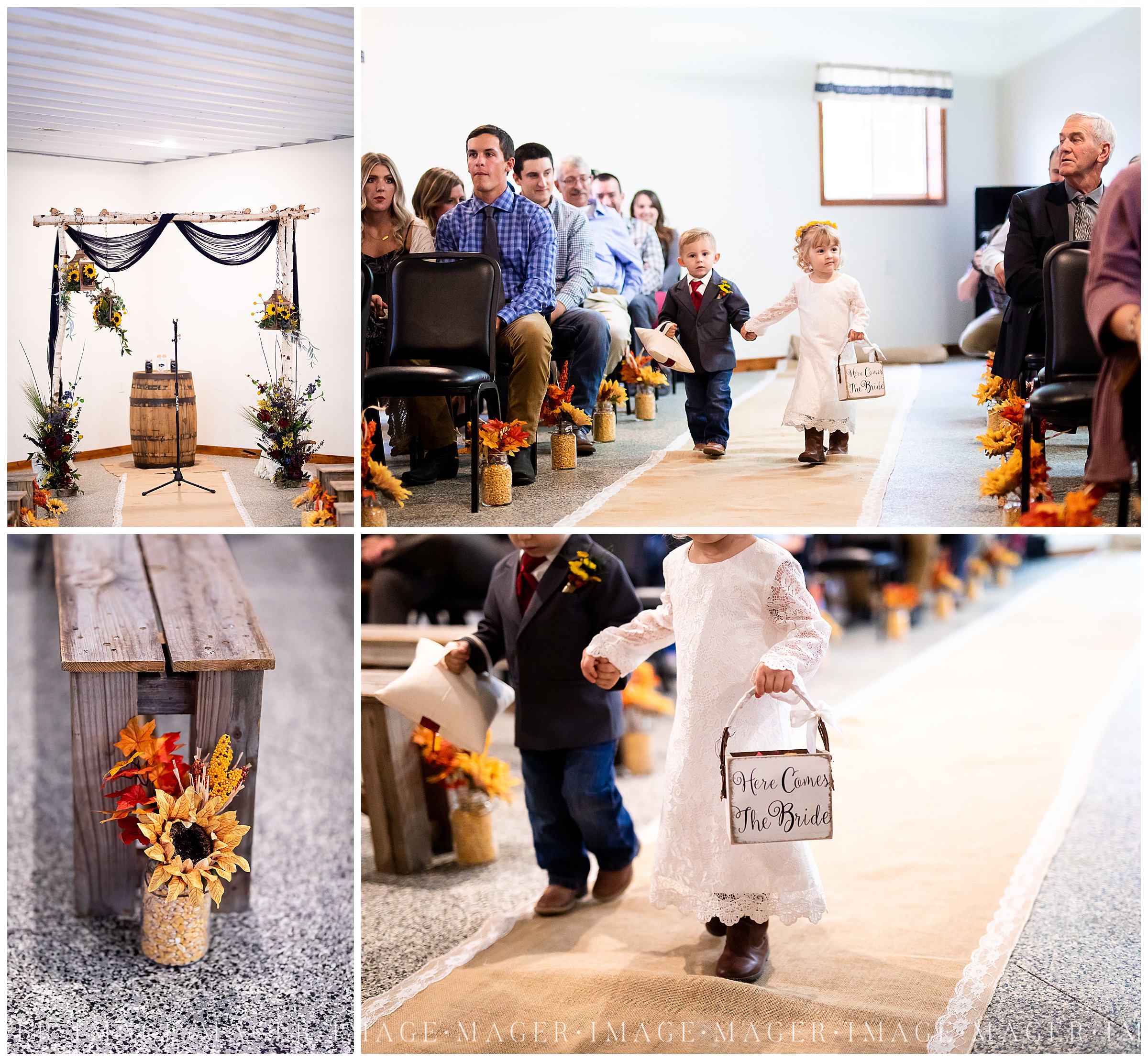 fall country wedding ceremony details