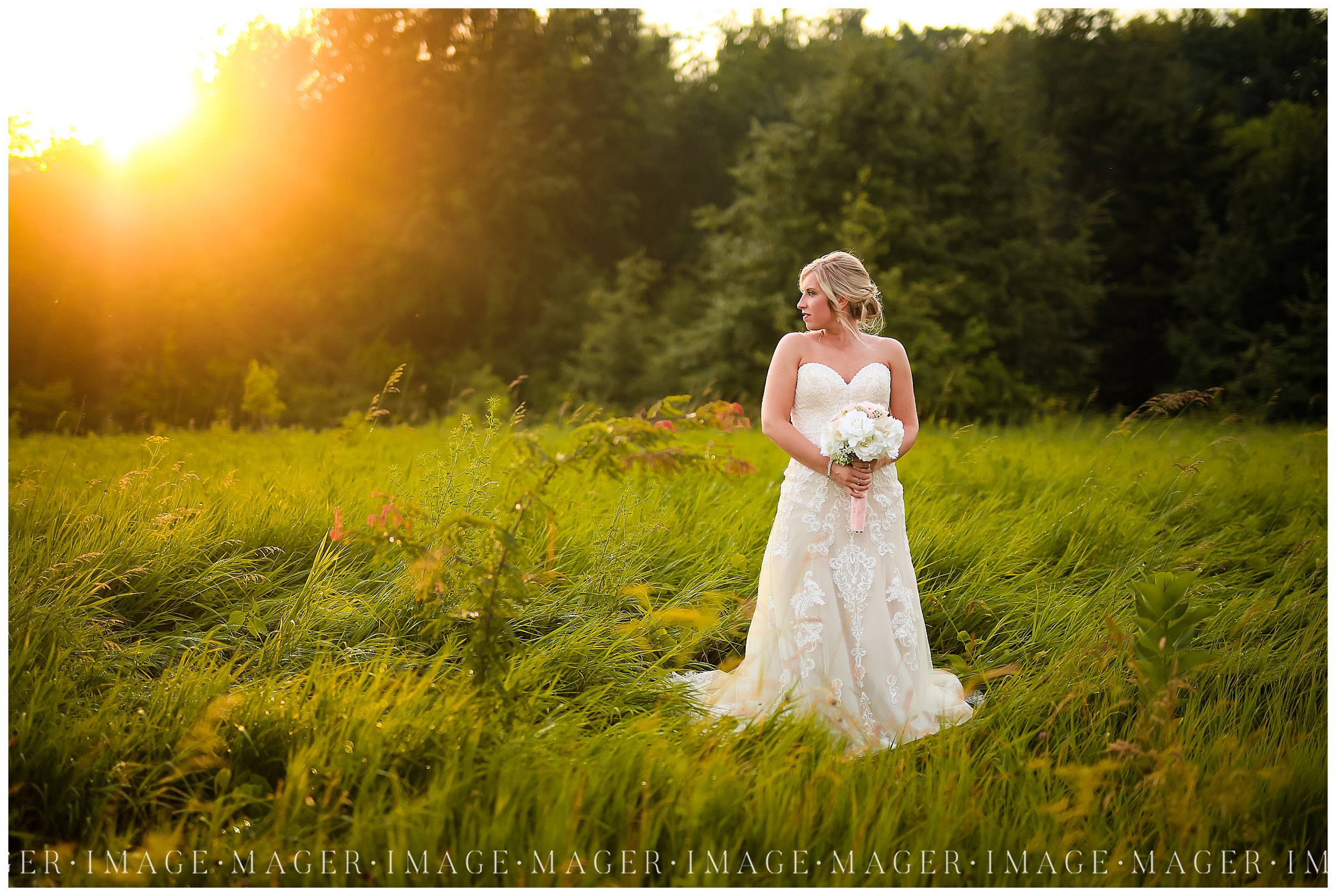 grassy meadow sun kissed wedding 