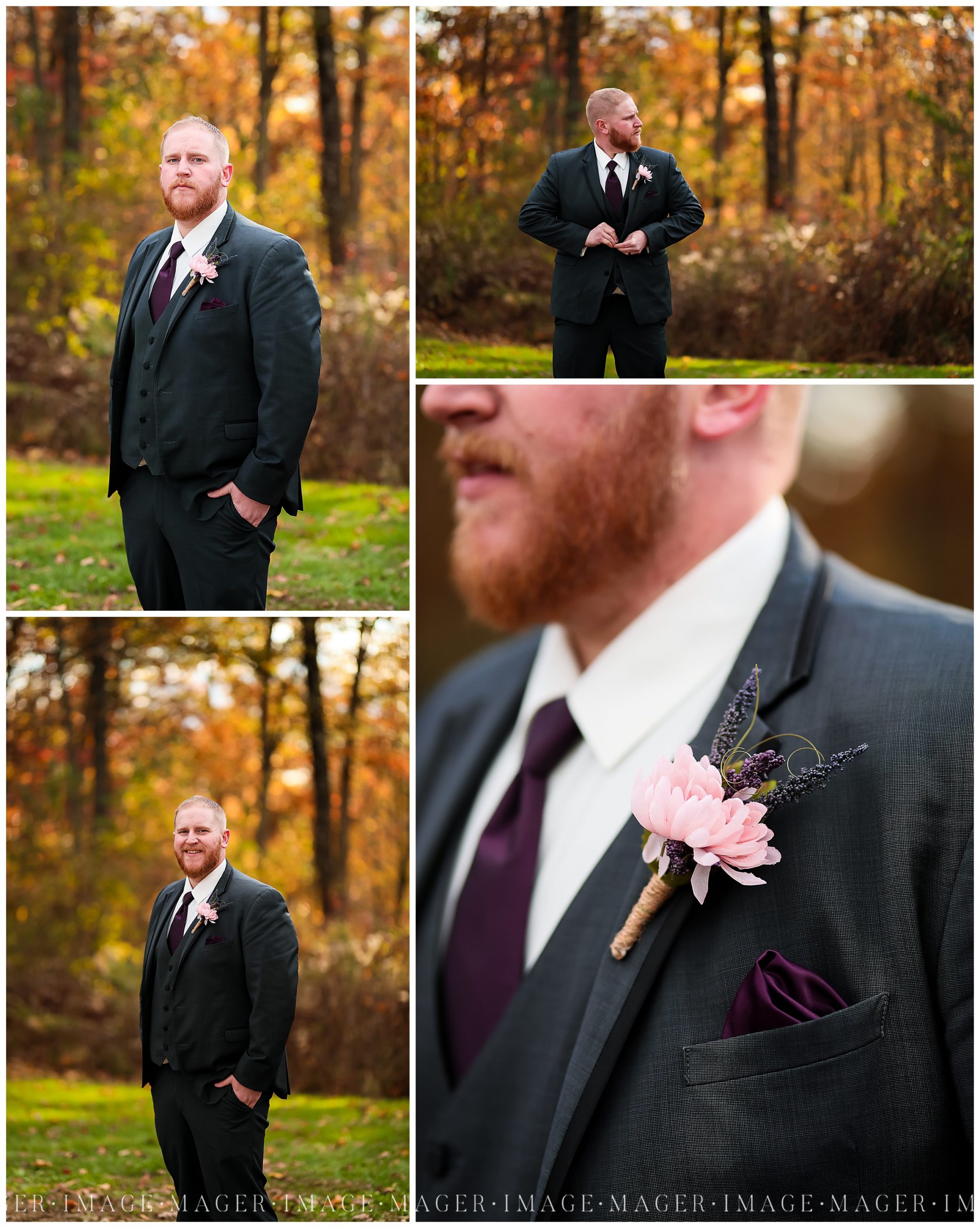 blush and plum groom wedding details 