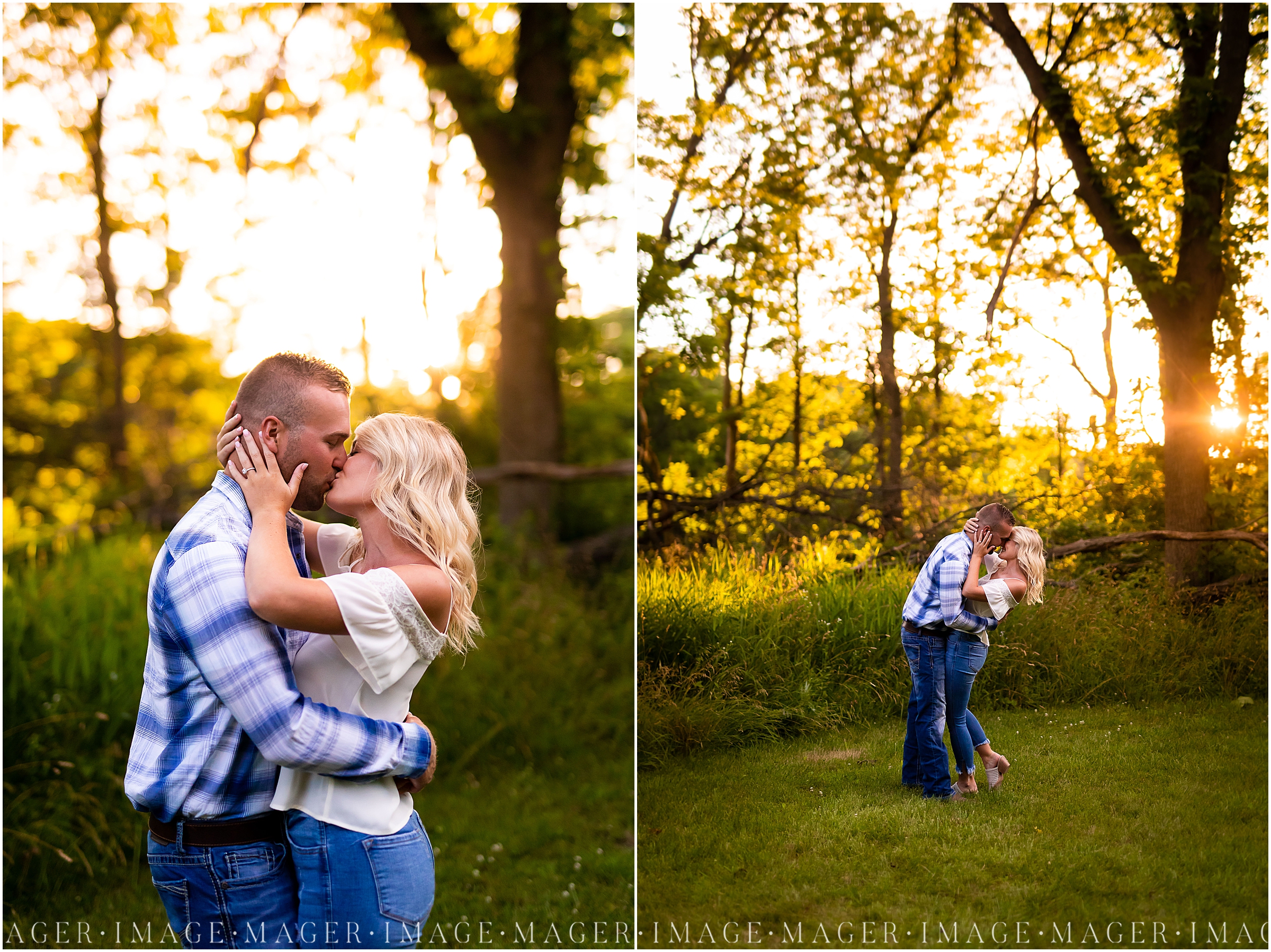 golden hour midwest sunset engagement