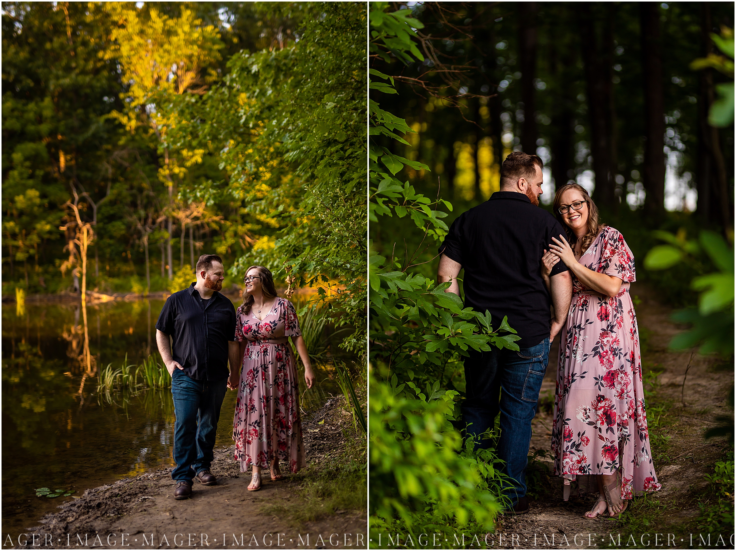 sunset forest engagement session