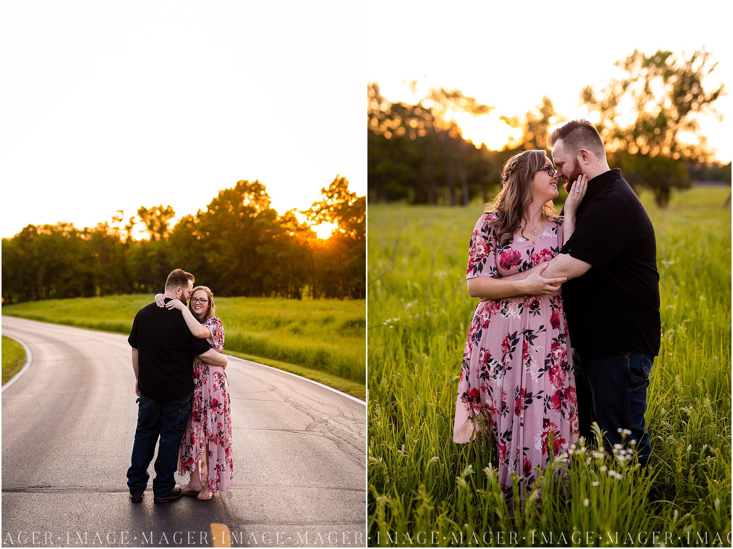 midwest prairie sunset engagement 