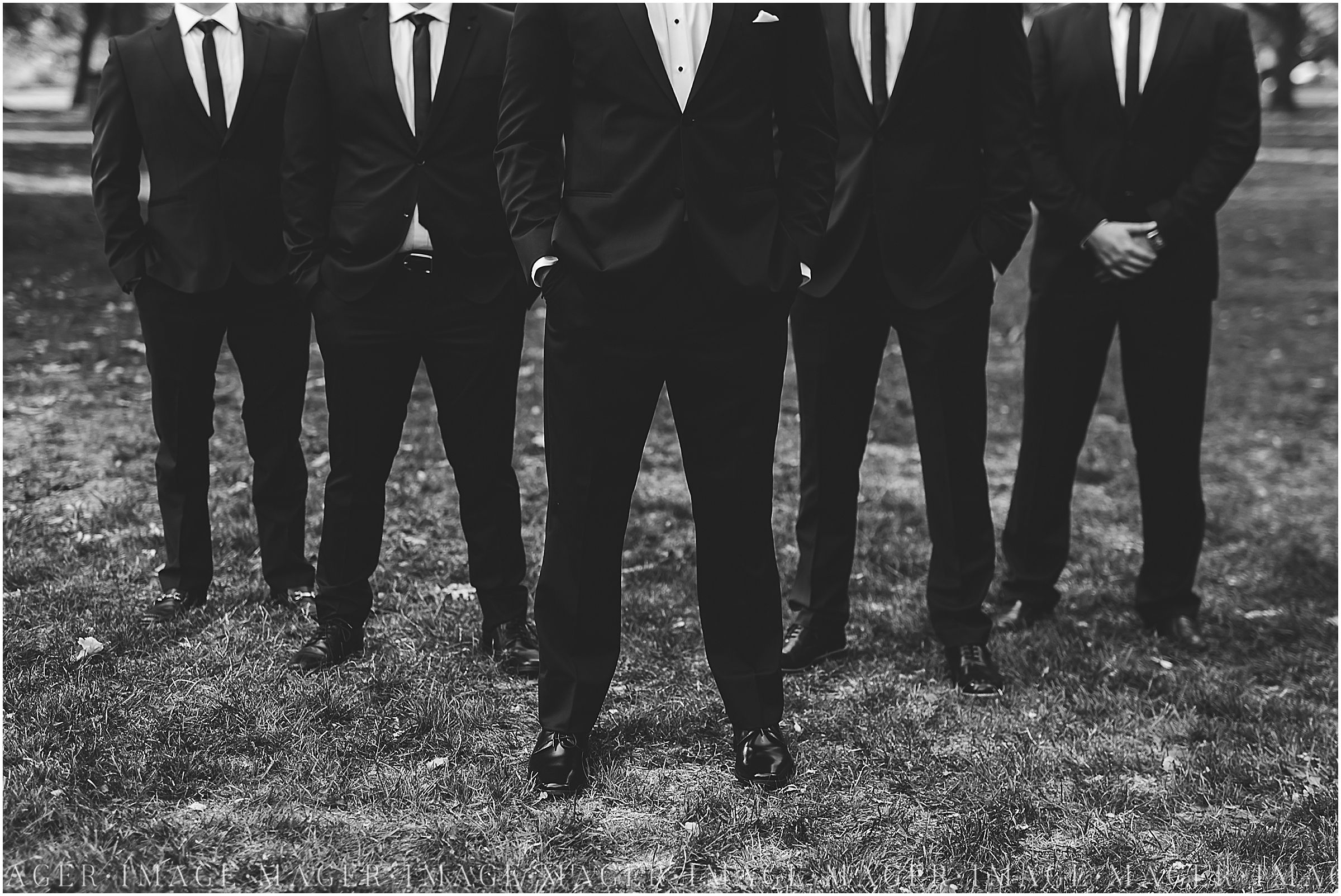 black and white timeless groomsmen attire