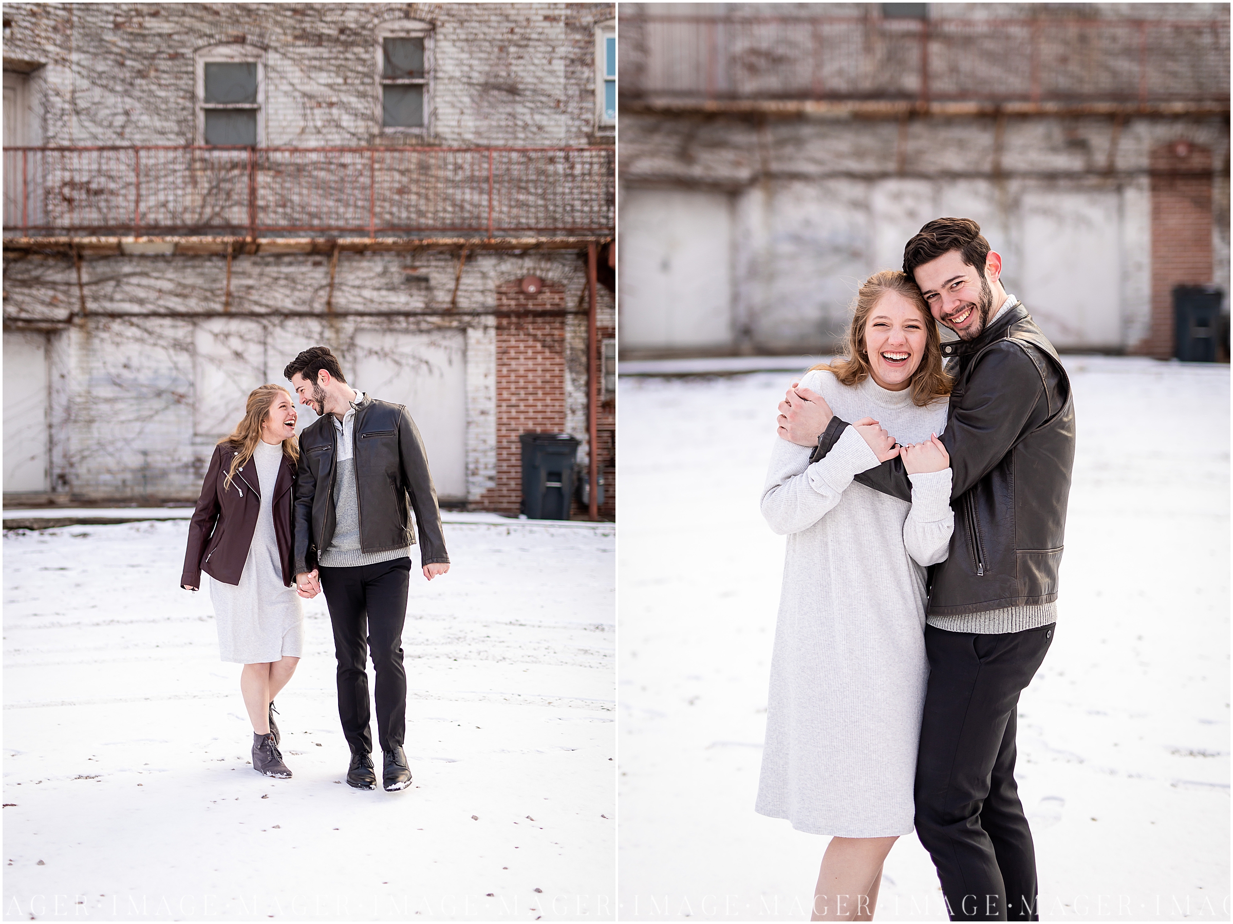 snowy winter engagement session