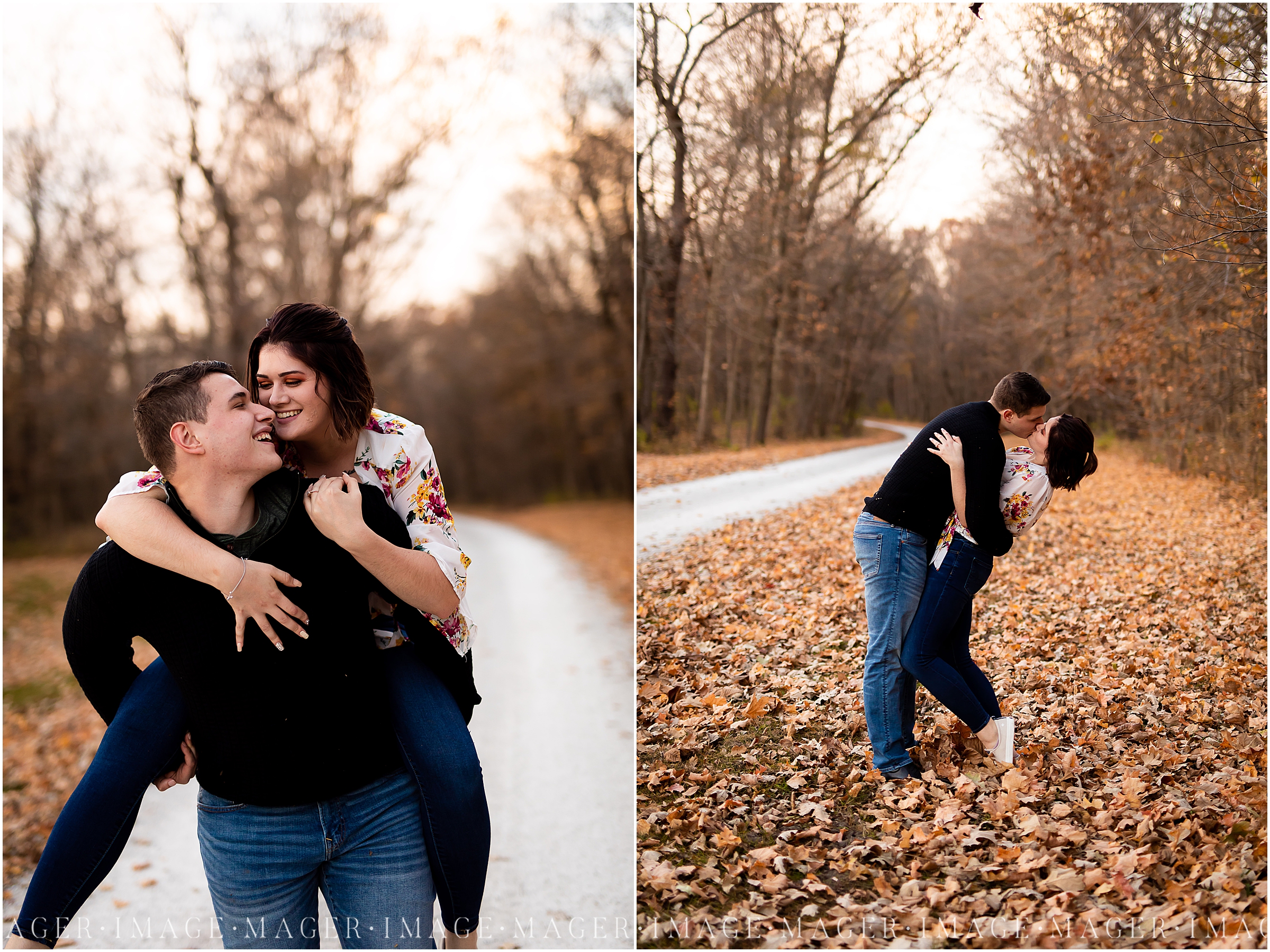 fall paxton engagement session gravel road rural