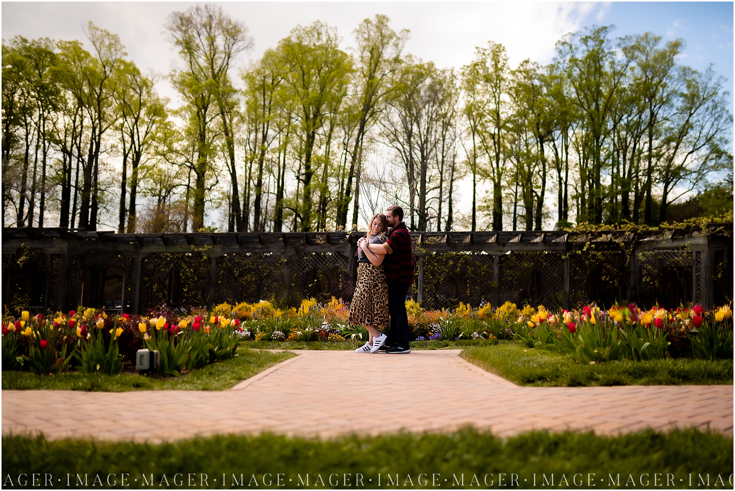 springtime Biltmore gardens edgy engagement session, cheetah skirt