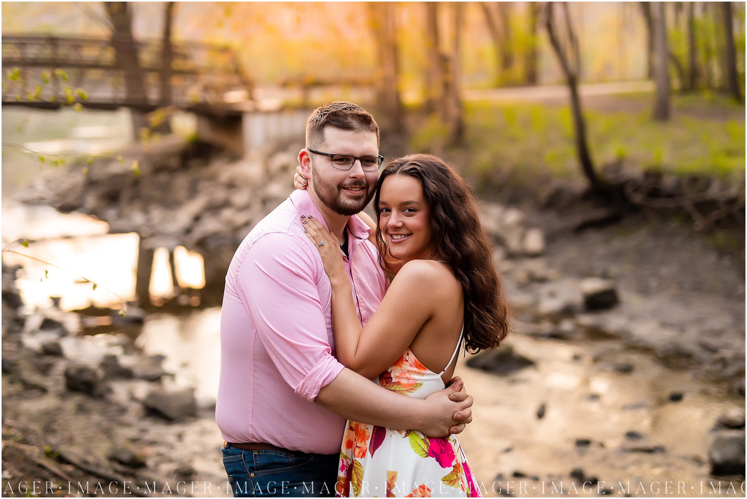 rocky waterfront blush pink engagement springtime session, indian caves