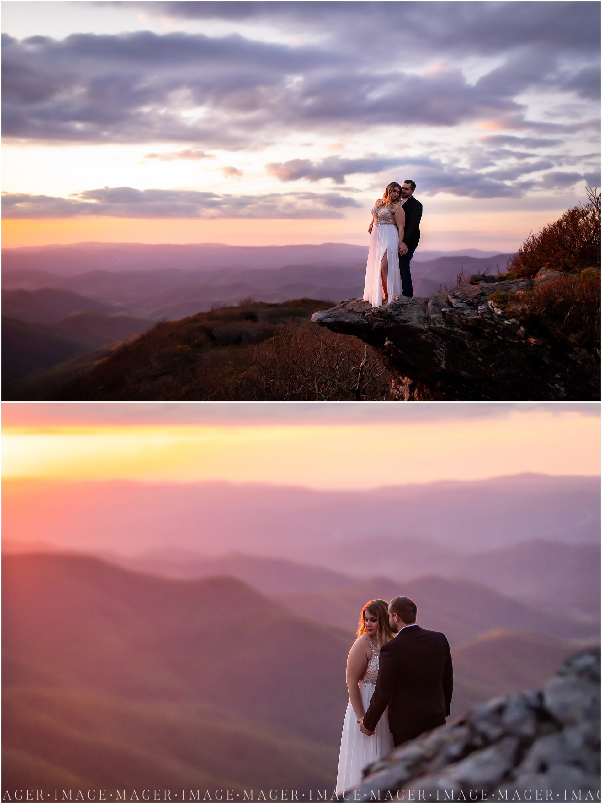 craggy pinnacle mountain top sunset wedding