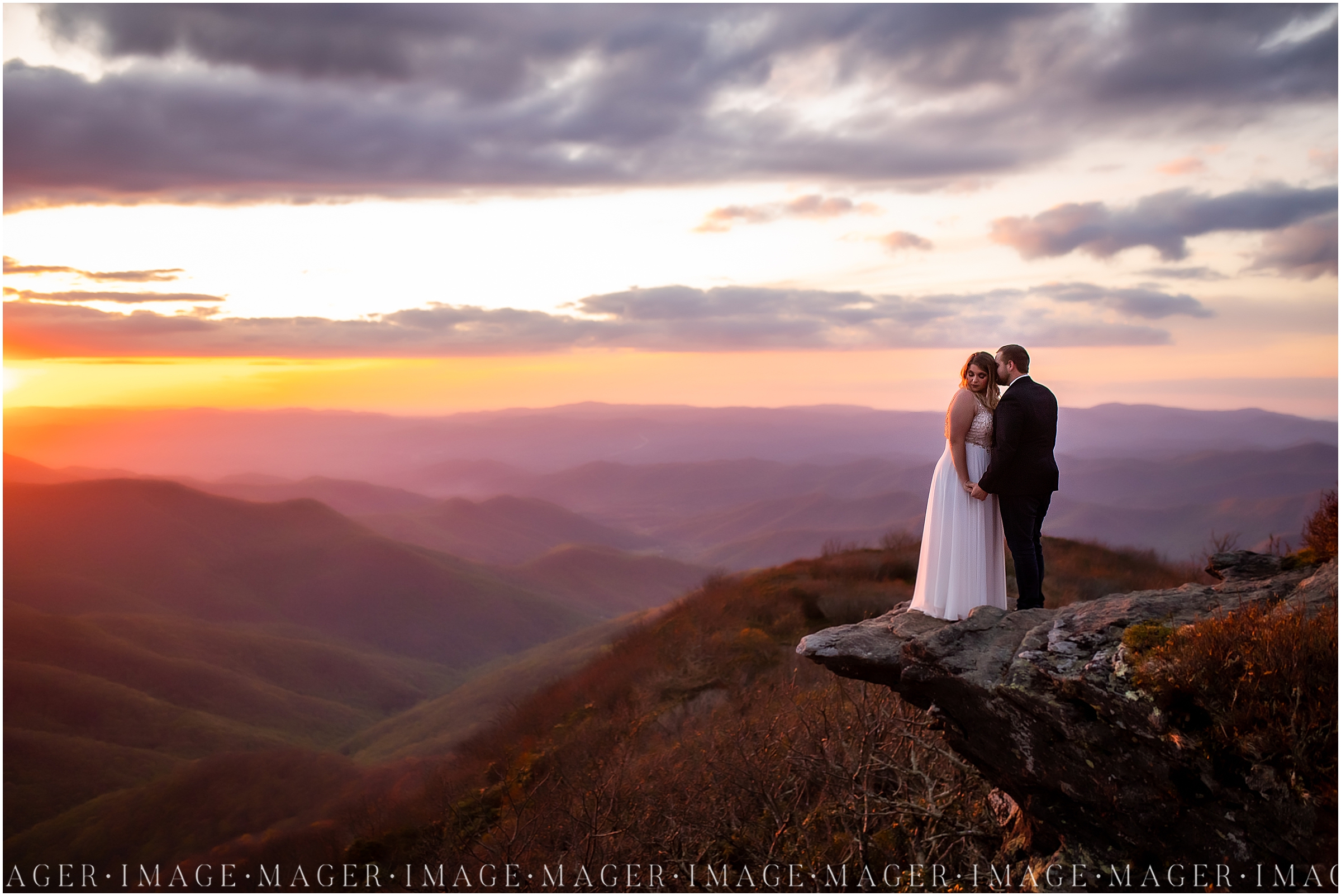 sunset mountain top wedding, craggy pinnacle, asheville north carolina