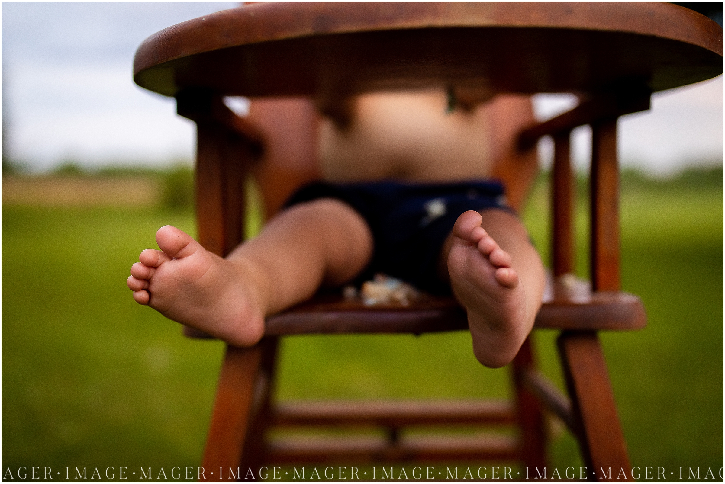 baby toes in vintage high chair