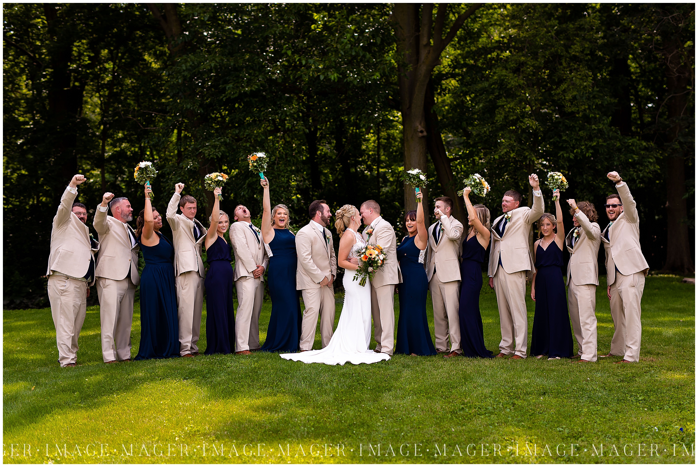 navy and tan wedding party summer 