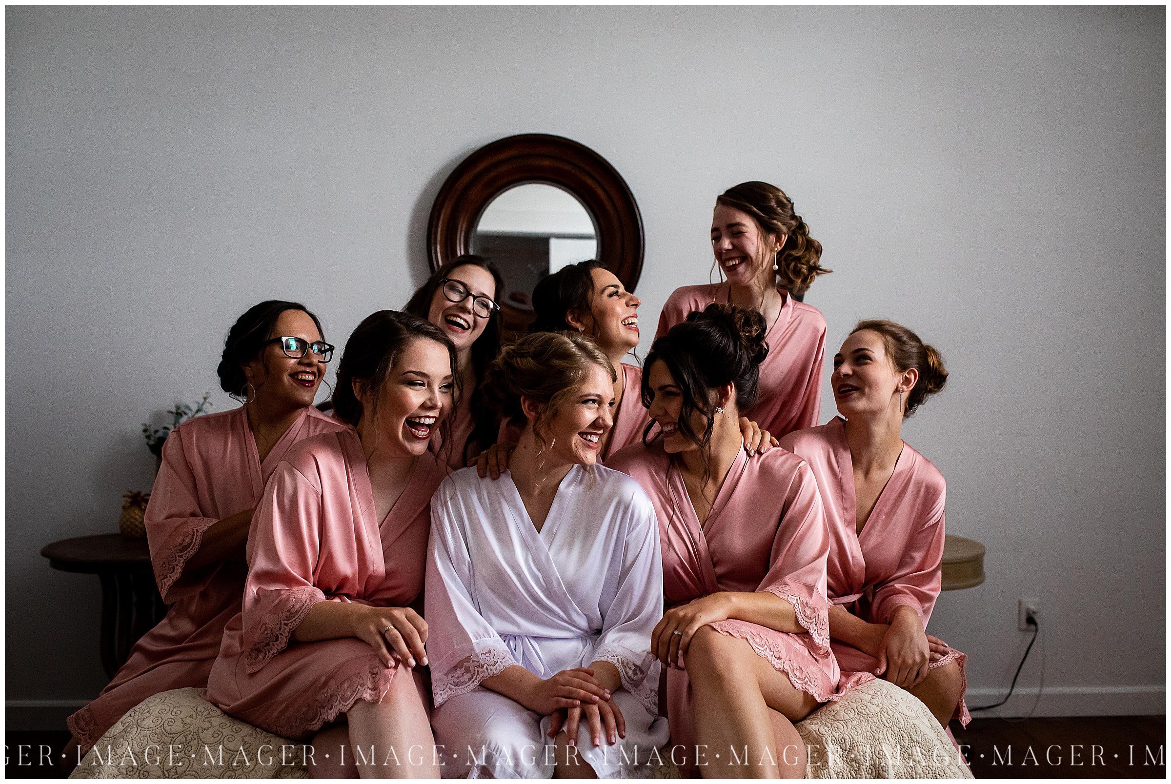 pink bridal robes, morning of outfits, bridal party