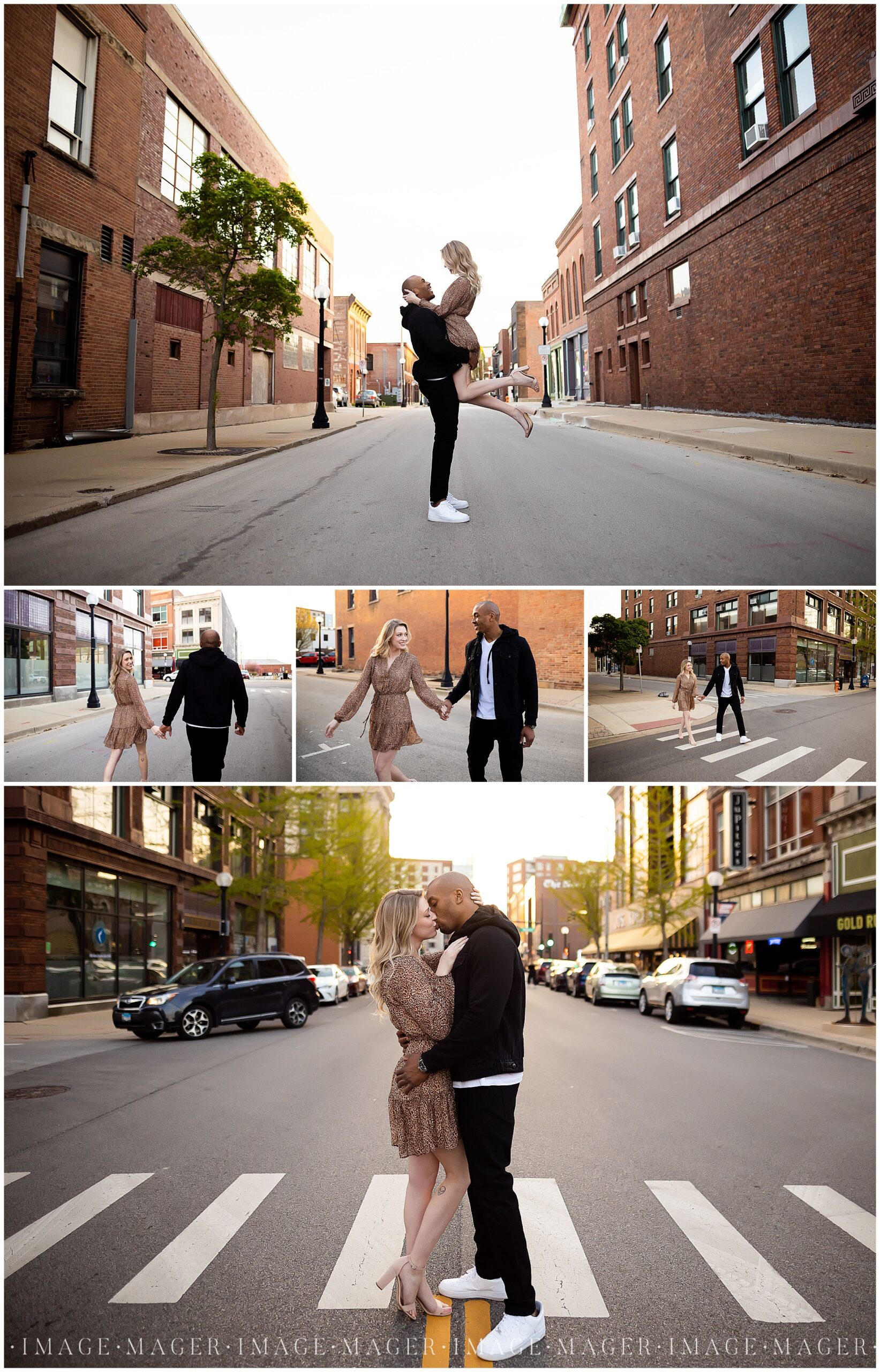 Romantic Spring Engagement Photos in Downtown Champaign, IL