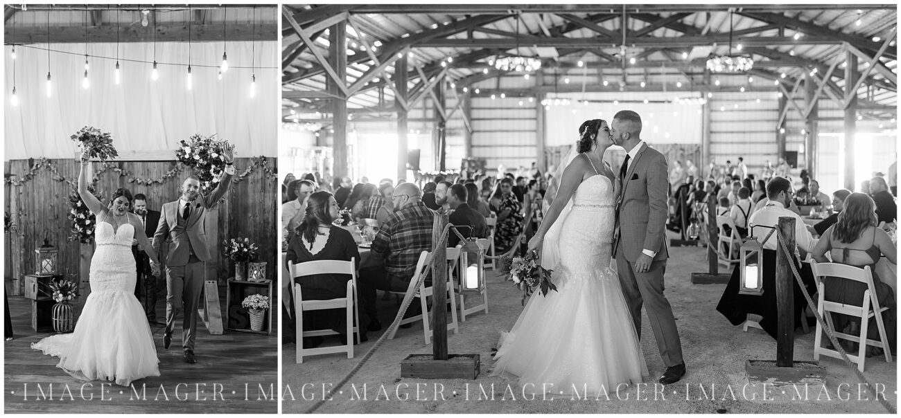 ceremony exit in black and white