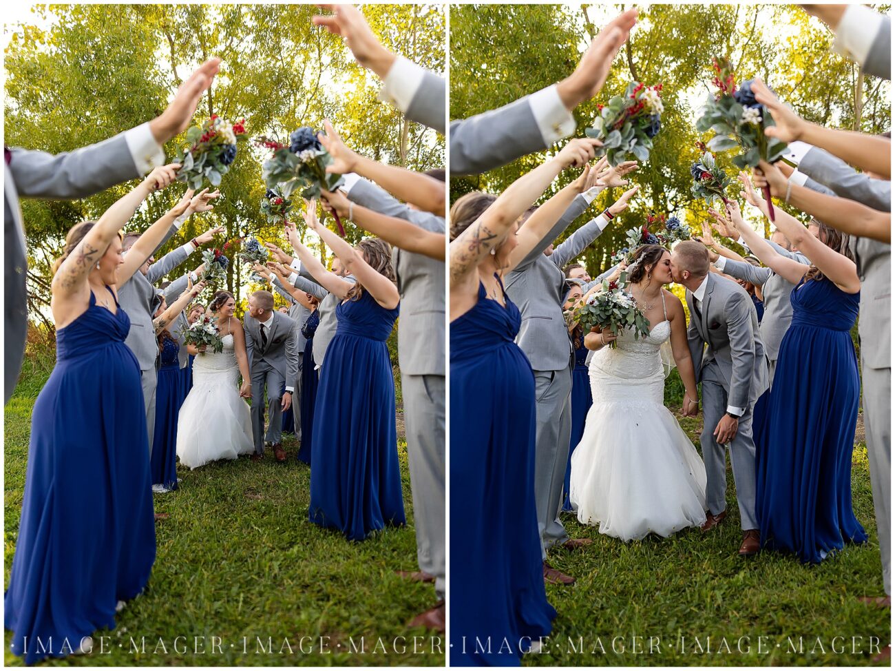 red and blue and grey wedding party palette fall