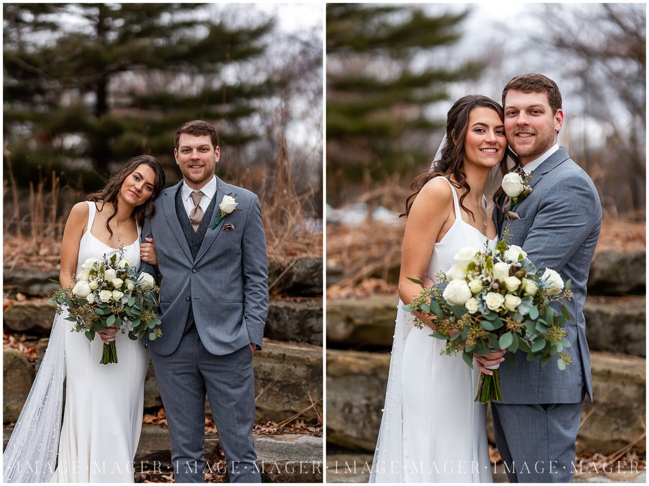 white blue grey winter wedding chicagoland photog forest preserve