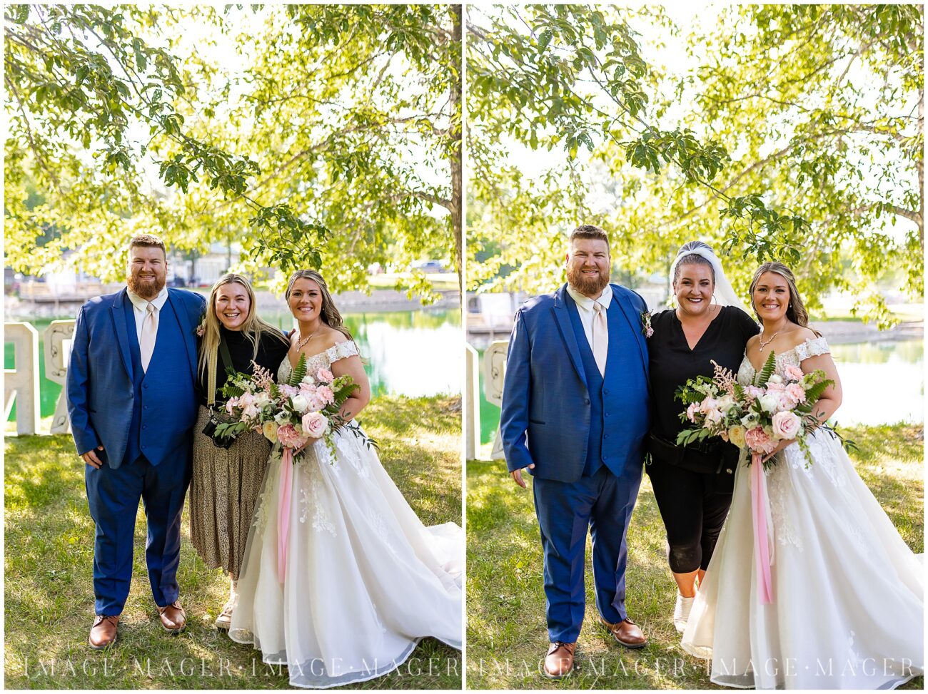 blush and navy outdoor summer ceremony at crooked creek whitetail estate jani mari videography emily magers