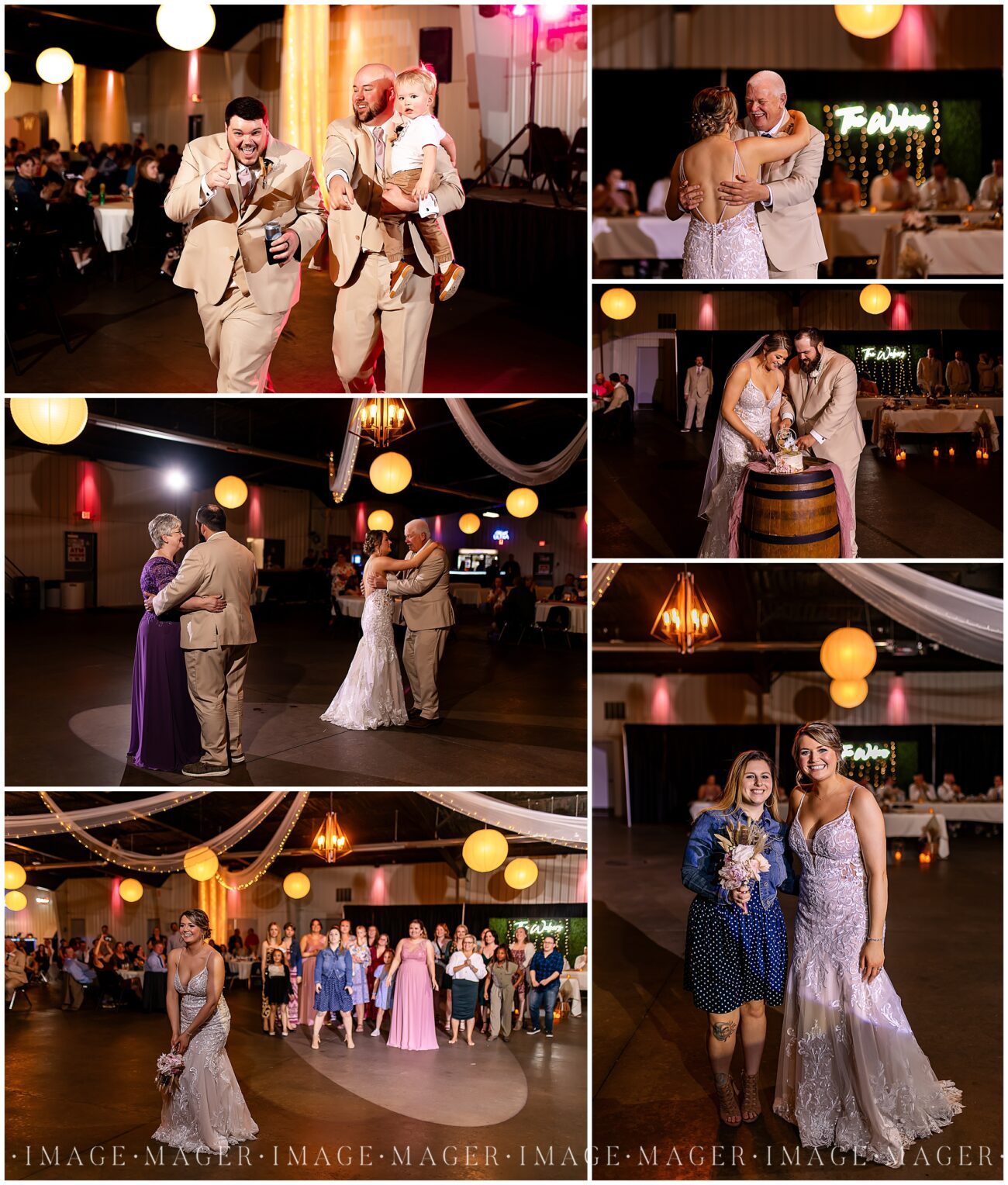 A small town wedding for Casey and Adam. A collection of images in a collage of events from the large wedding reception at the Kankakee County Fairgrounds. Including special dances, cake cutting, and the open dance floor.

Kankakee County Fairgrounds, Kankakee, IL.

Photo taken by Mager Image Photography.